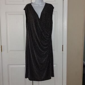 Lauren Ralph Lauren Green label black shimmery evening cocktail dress Sz 18W